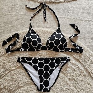 SOLD Victoria's Secret Bikini, Black & White Polka Dots, Size Medium